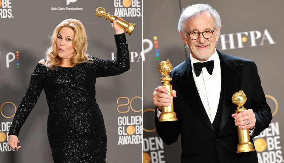 Jennifer Coolidge and Steven Spielberg at the 80th Annual Golden Globes Awards