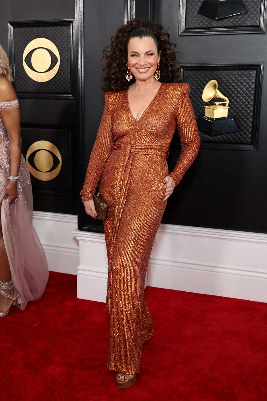 Fran Drescher on the red carpet at the 65th Grammy Awards