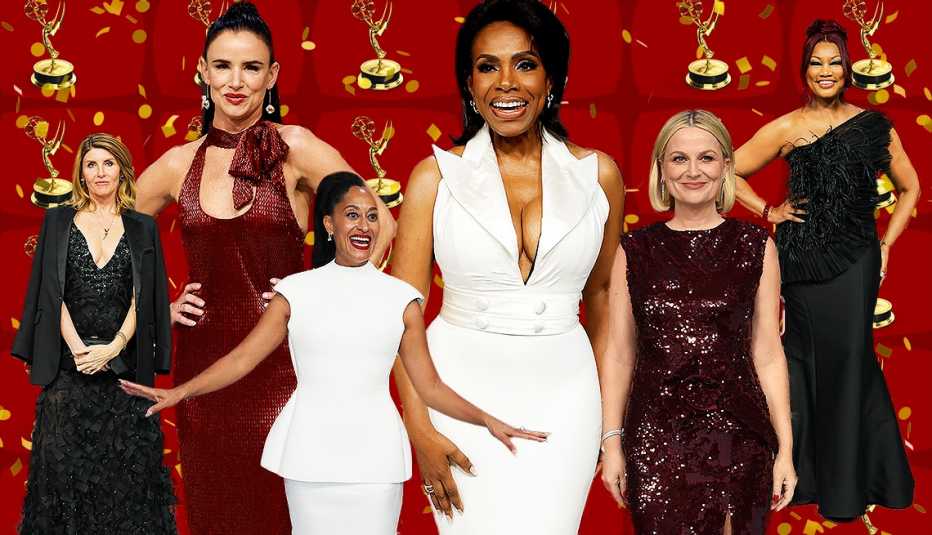 sharon horgan, juliette lewis, tracee ellis ross, sheryl lee ralph, amy poehler and garcelle beauvais at the 75th emmy awards