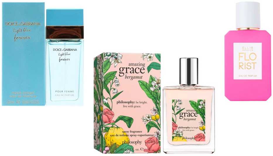 Dolce & Gabbana Light Blue Forever for Women; Philosophy Amazing Grace Bergamot Spray; Ellis Brooklyn Florist Eau de Parfum
