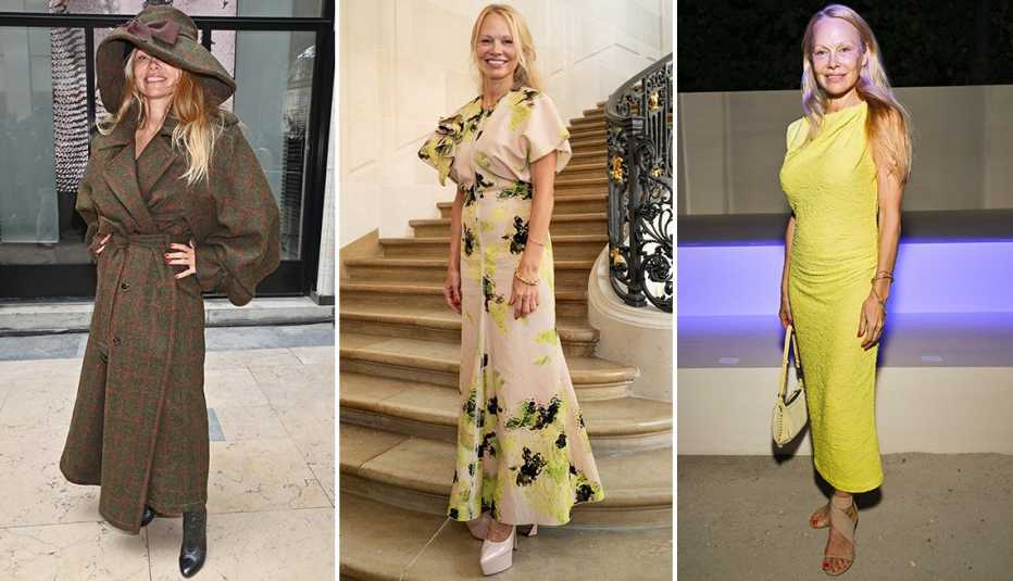 pamela anderson in different outfits at various fashion shows during paris fashion week