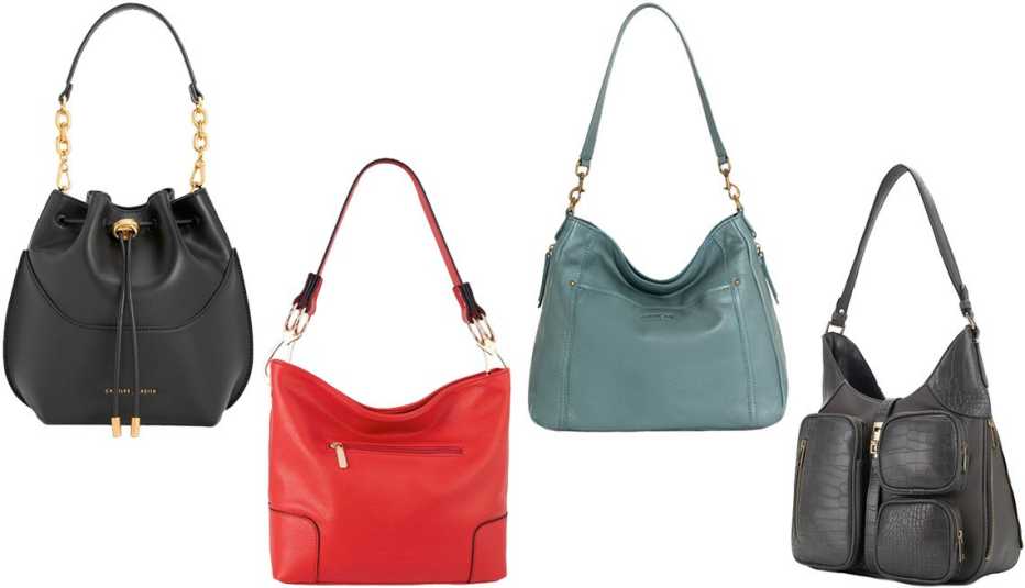 Charles & Keith Cassiopeia Bucket Bag in Black; Montana West Hobo Bags for Women Shoulder Bucket Bag in Special Red; Austin Shoulder Bag in Sage Leaf Smooth; MKF Collection Daphne Crocodile-embossed Vegan Leather Shoulder by Mia K in Charcoal Gray