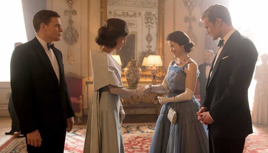 Michael C. Hall, Jodi Balfour, Claire Foy and Matt Smith in 'The Crown'