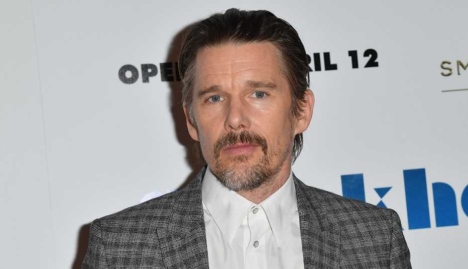 Ethan Hawke attends the New York premiere of the film Stockholm