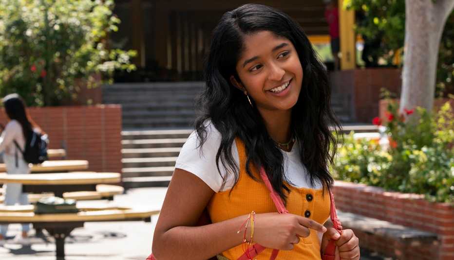 Maitreyi Ramakrishnan in a scene from the Netflix original series Never Have I Ever