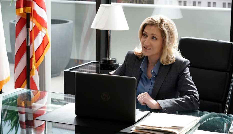 Edie Falco as Abigail Tommy Thomas in the C B S show Tommy