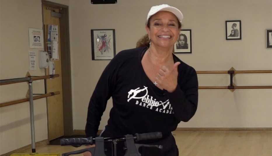 Debbie Allen giving lessons during a virtual dance party