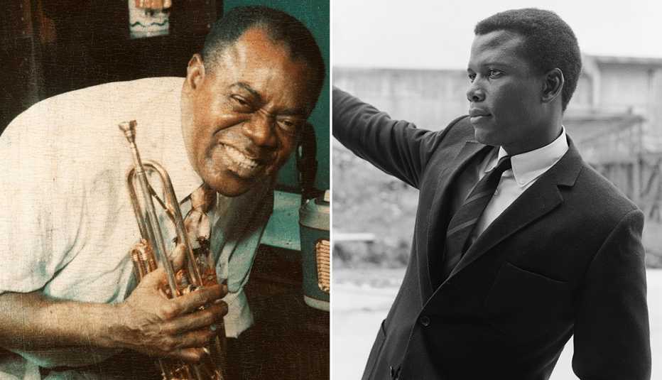 Louis Armstrong in Louis Armstrong’s Black & Blues and Sidney Poitier in Sidney
