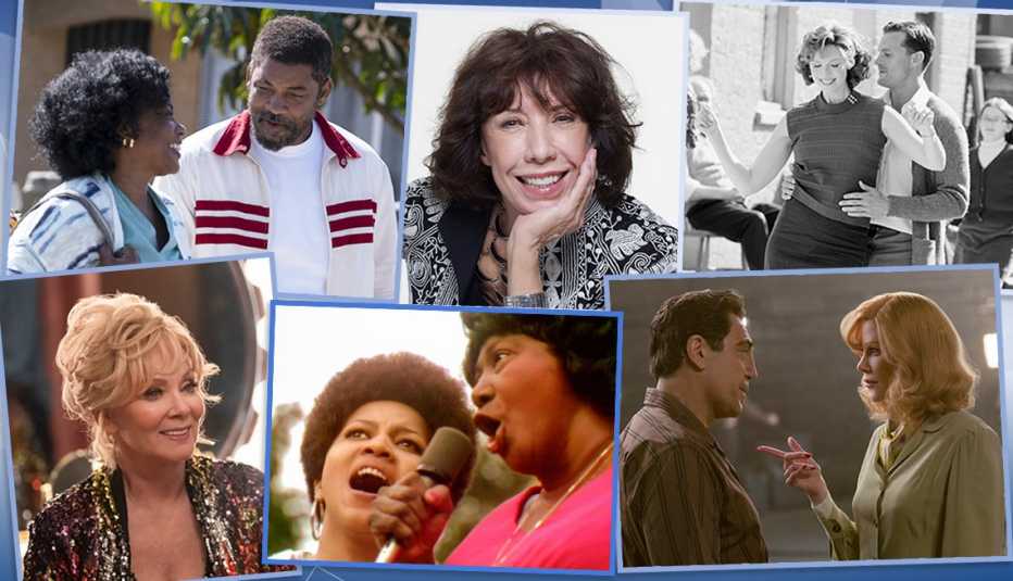 this years movies for grownups award winners top row from left are will smith for best actor and aunjanue ellis for best supporting actress the lifetime achievement winner lily tomlin best picture belfast bottom row from left are jean smart our t v best a