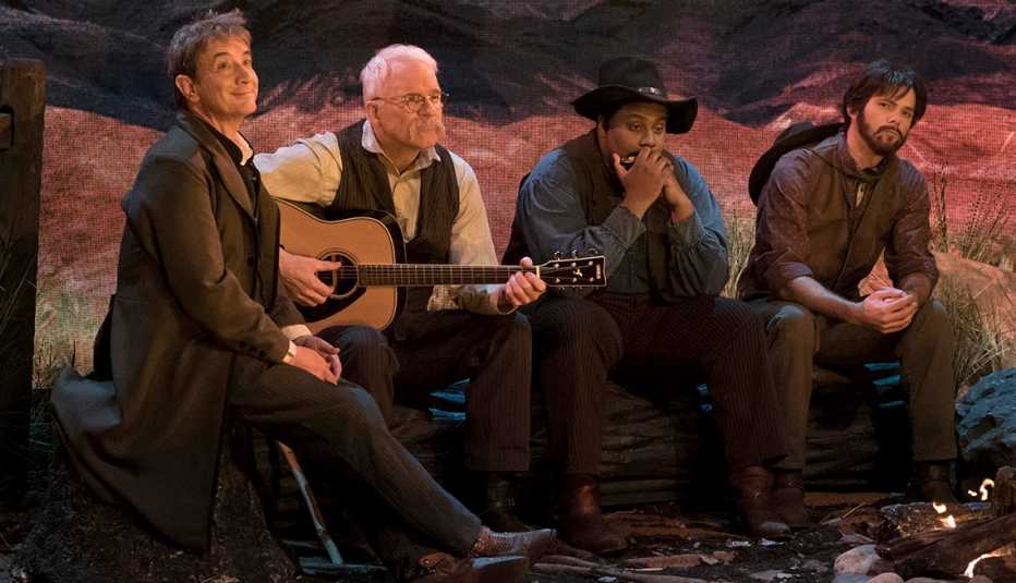 Martin Short, Steve Martin, Kenan Thompson and Mikey Day in the Wyoming Skies sketch on Maya and Marty