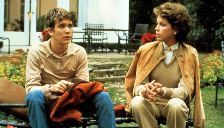 Timothy Hutton and Mary Tyler Moore sitting together in a scene from the film Ordinary People