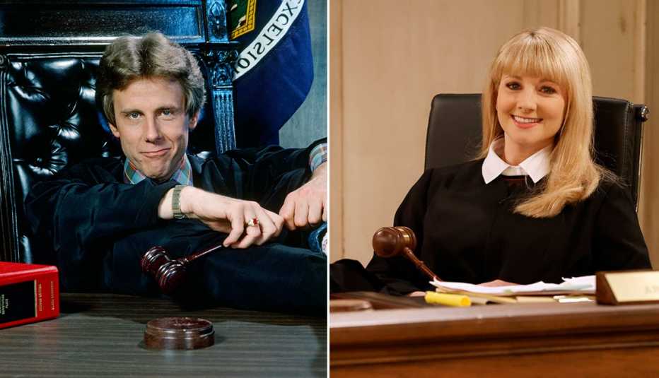 Harry Anderson stars as Harold Harry T. Stone and Melissa Rauch stars as Abby Stone in their respective Night Court series