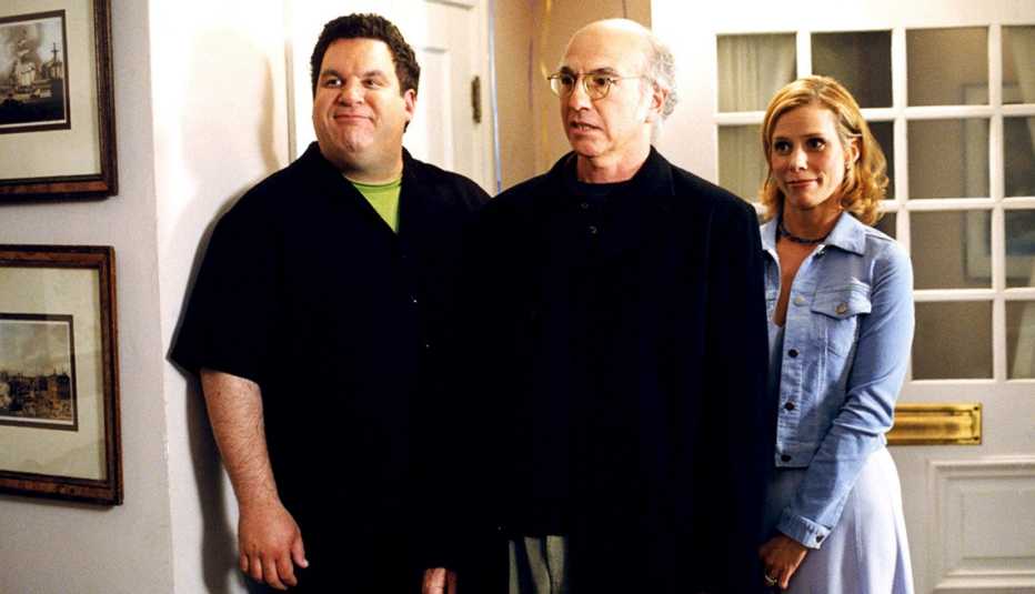 Jeff Garlin, Larry David and Cheryl Hines in the HBO series "Curb Your Enthusiasm."