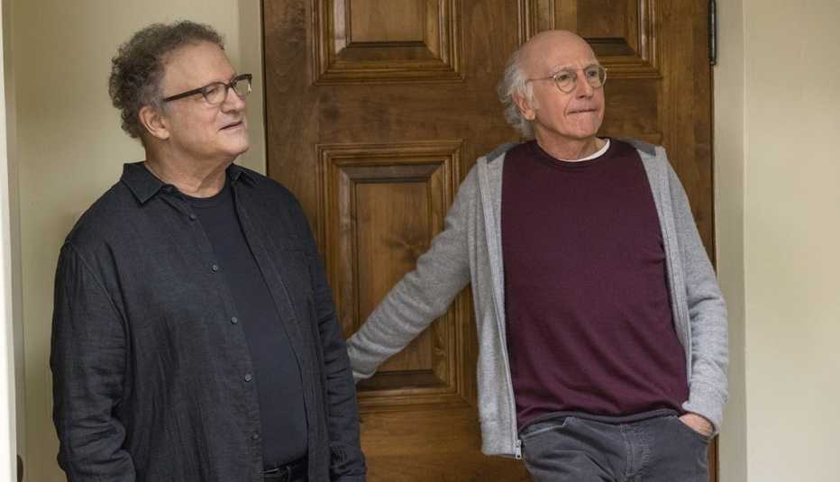 Albert Brooks and Larry David standing next to each other in a scene from "Curb Your Enthusiasm."