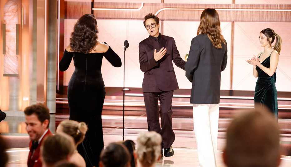 Angela Bassett, Robert Downey Jr., and Jared Leto at the 81st Golden Globe Awards
