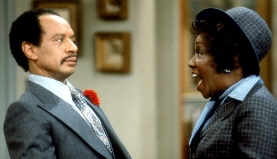left sherman hemsley right isabel sanford on the sitcom the jeffersons