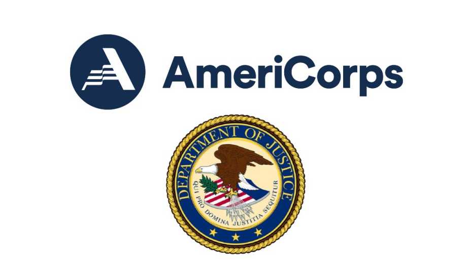 Americorps logo and DOJ logo