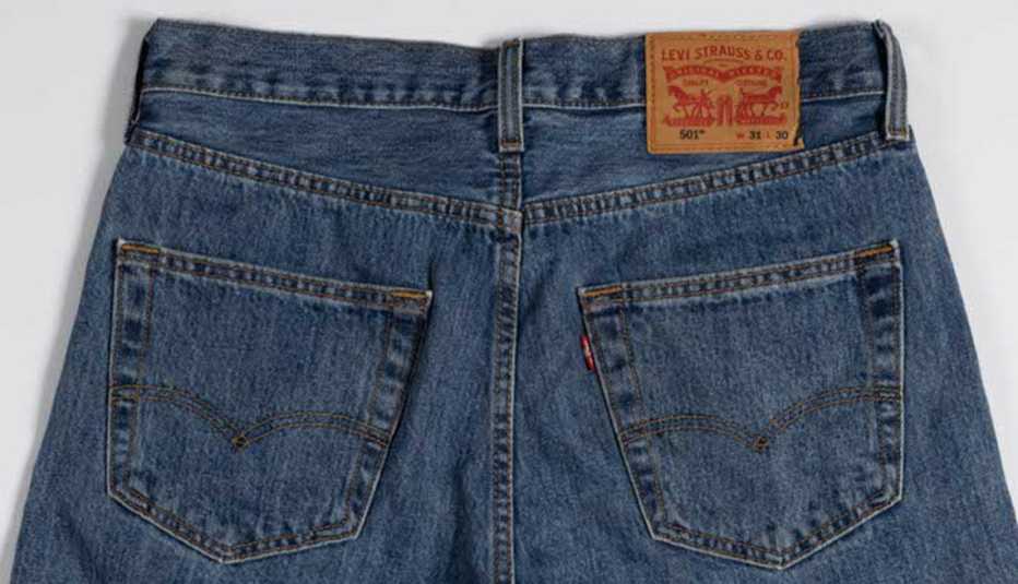 a view of levis 501 jeans from the back