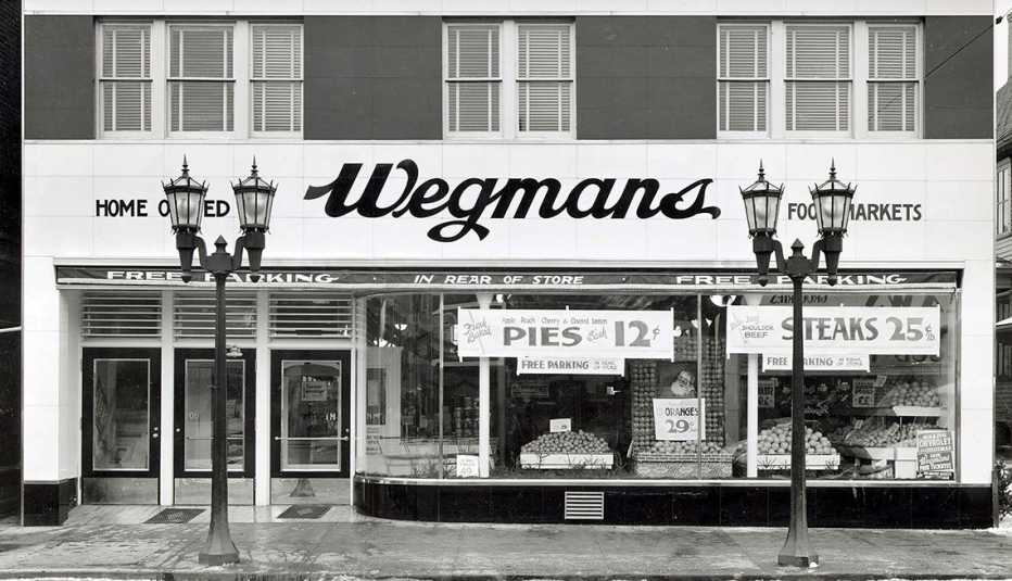 black and white photo of a wegmans