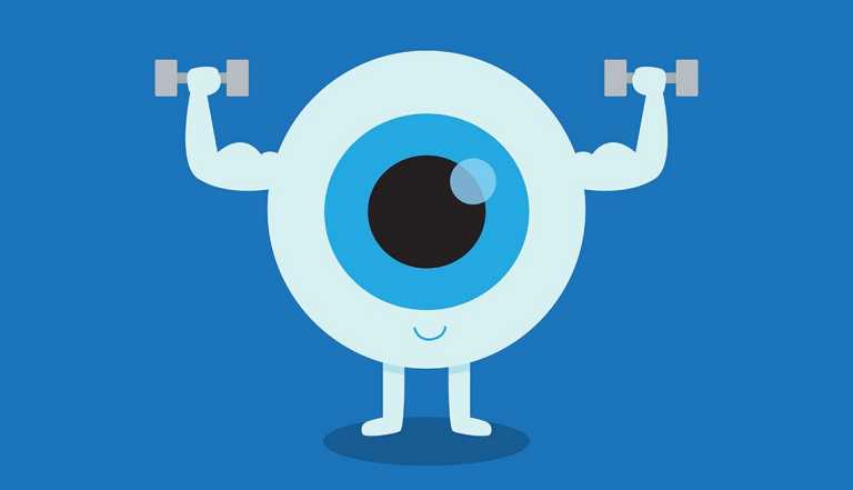 eyeball exercising with dumbbells