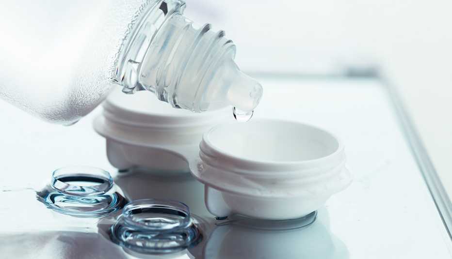 Use contact lens solution to care for your contacts
