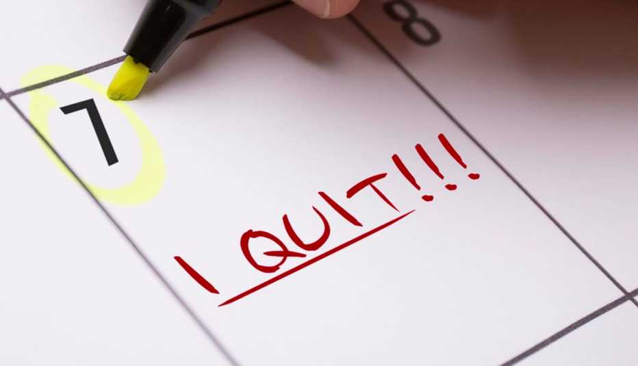 Calendar with "i Quit" in writing