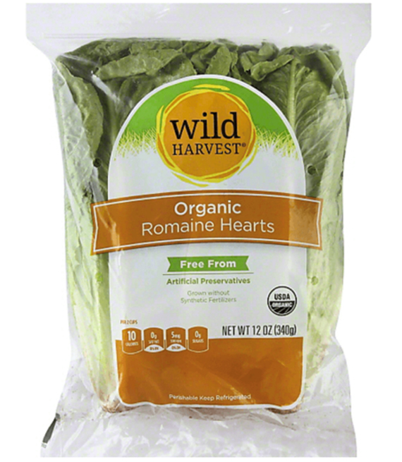 package of wild harvest organic romaine hearts that is being recalled