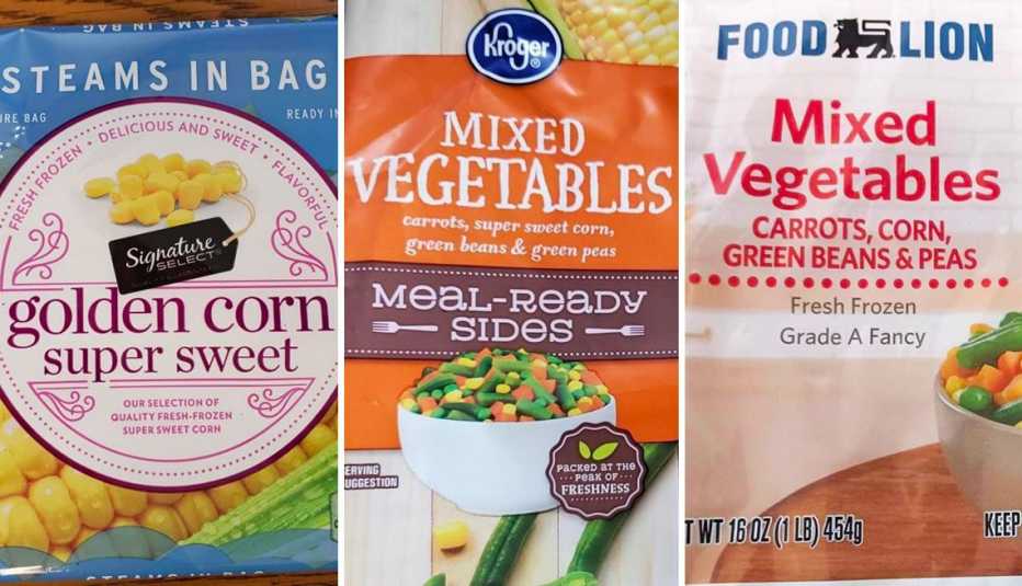 close up of Kroger, Food Lion and Signature Select brand frozen vegetables recalled due to listeria contamination risk