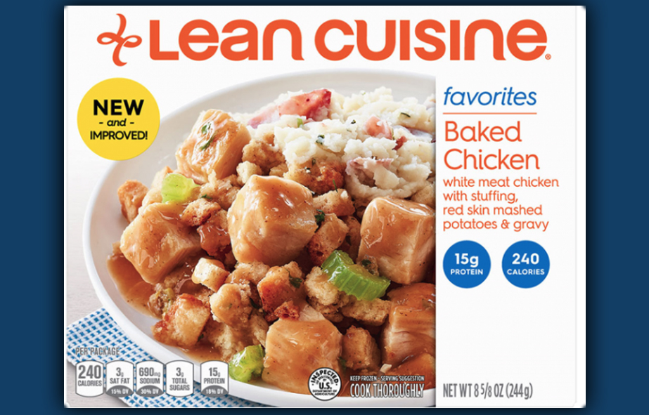 Close up of Lean Cuisine baked chicken package
