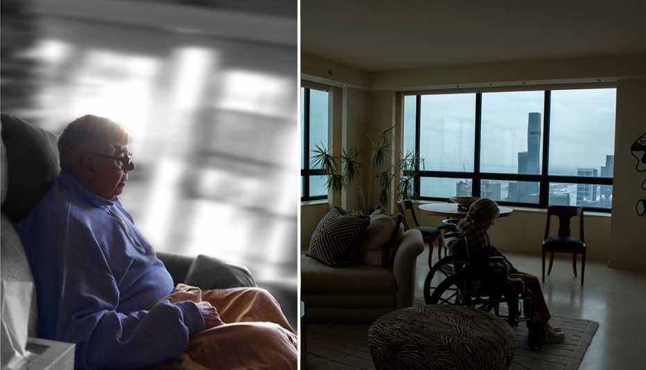 two photo portraits of people with dementia taken by students and chosen as contest winners