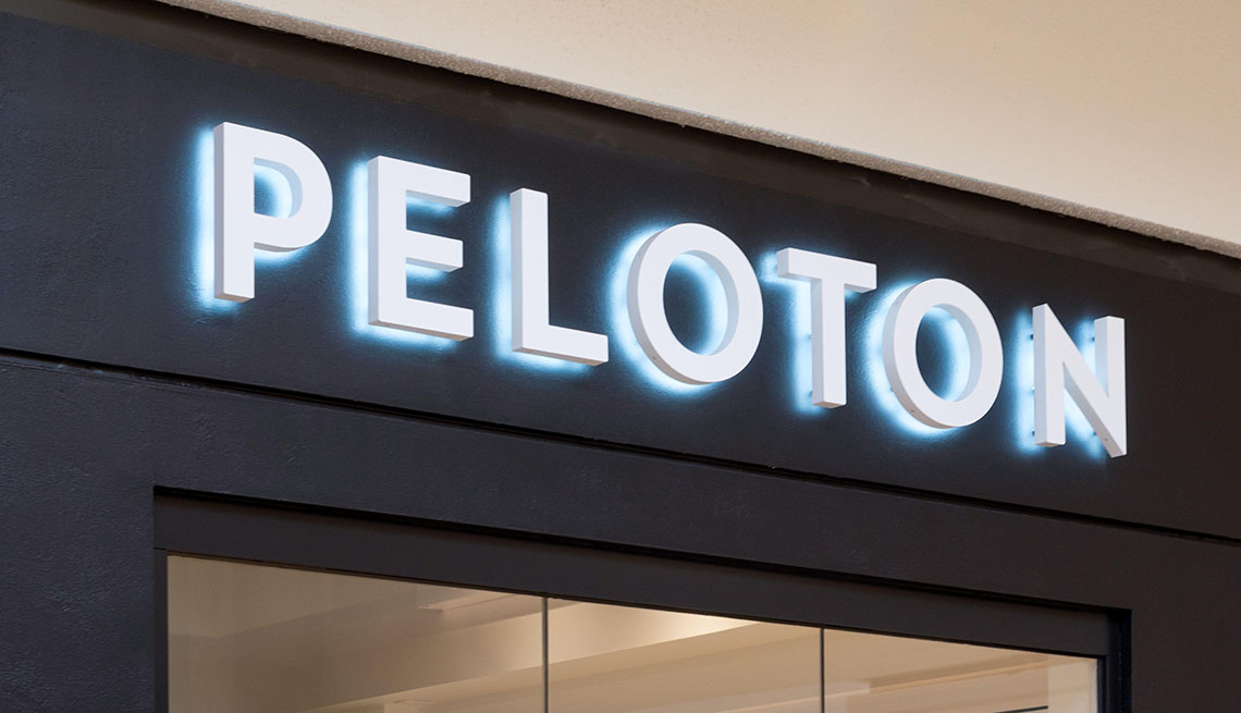 Peleton retail exercise store exterior and trademark logo