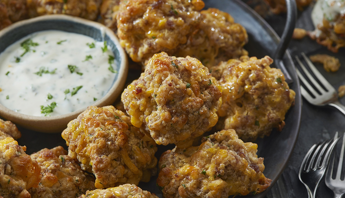 Sausage Biscuit Bites with Cheddar Cheese and Ranch Dip