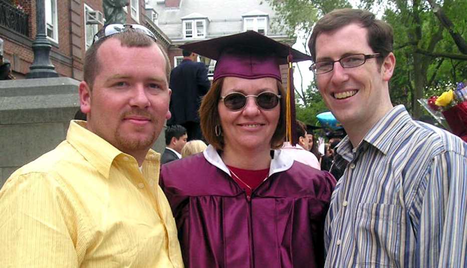 peggy lillis and her two sons attned her college graduation in two thousand five