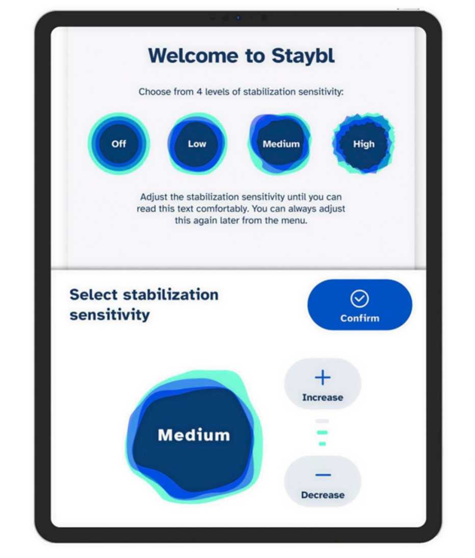 tablet screen showing a Staybl app page