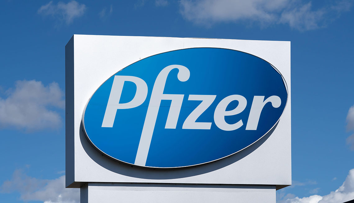 pfizer sign with clear sky background