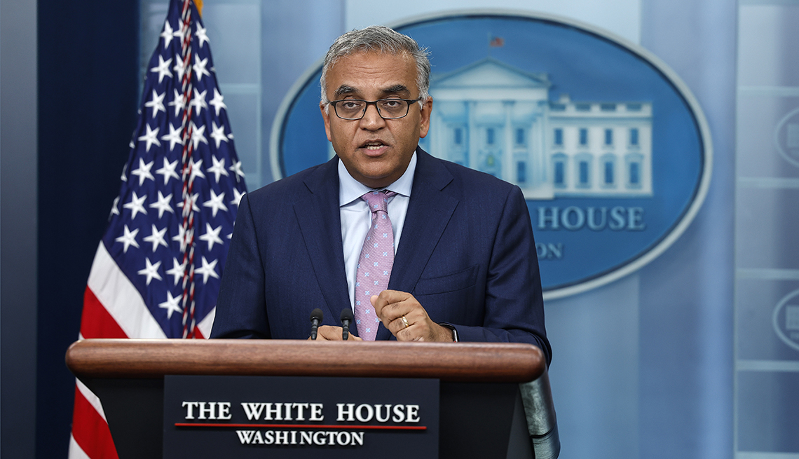 White House COVID-⁠19 Response Coordinator Dr. Ashish Jha speaks during a daily news briefing at the James S. Brady Press Briefing Room in the White House on October 25, 2022 in Washington, DC.