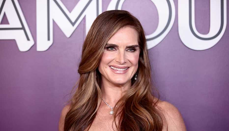 close up of Brooke Shields who recently suffered from hyponatremia also known as over-hydration due to drinking too much water at the Glamour Celebrates 2021 Women of the Year Awards in New York City