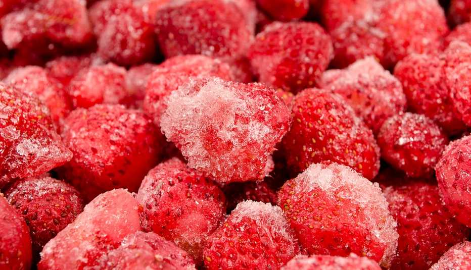 frozen strawberry, frozen fruit background, red strawberry