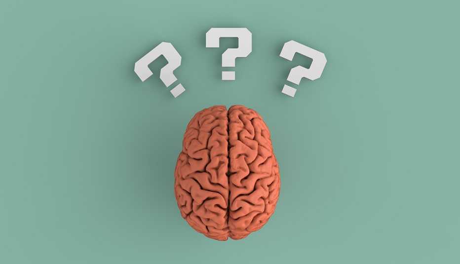 Brain With White Question Marks
