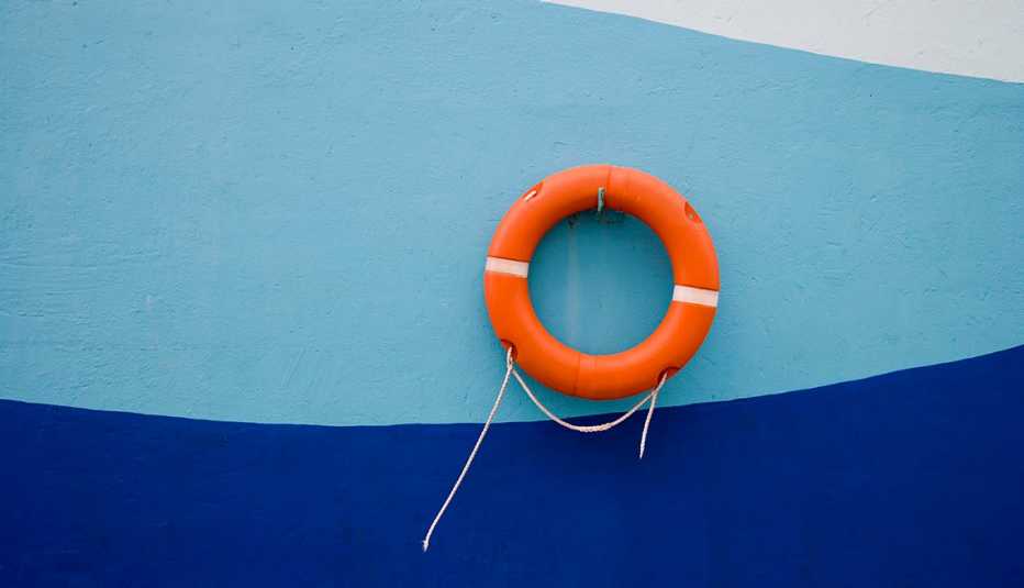 life preserver on wall of cruise ship pier