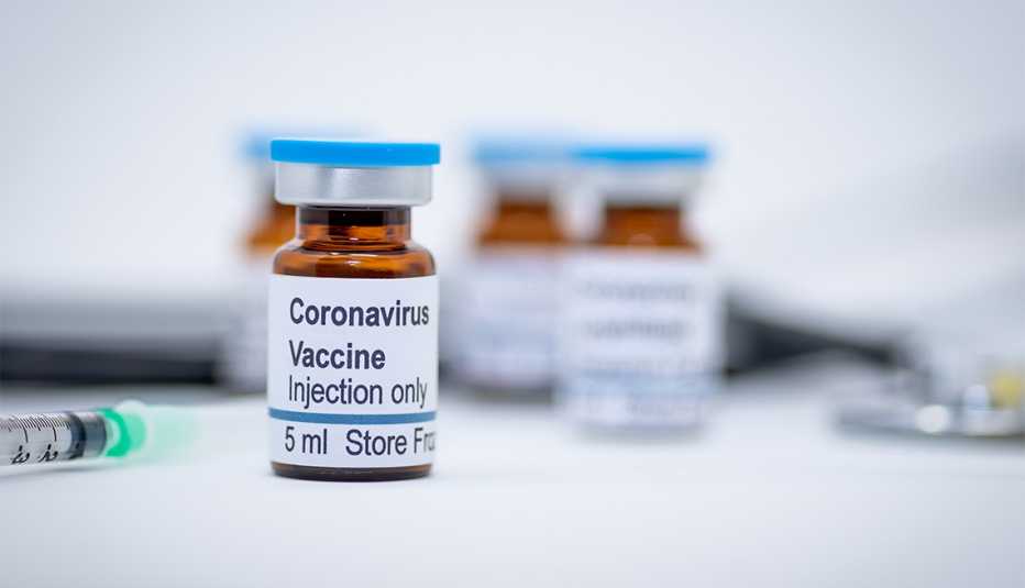 image of a vial labeled coronavirus vaccine