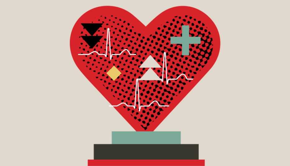 heart on a pedestal, stylized illustration