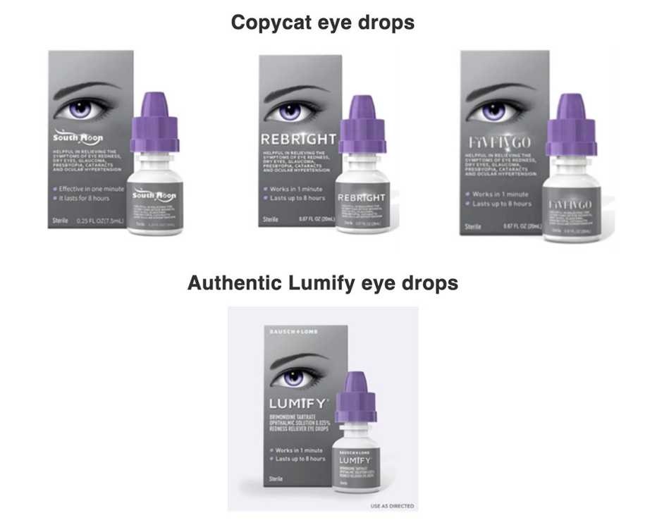 comparison of copycat and legitimate eye drops