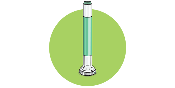 An icon for an injectable on a green background