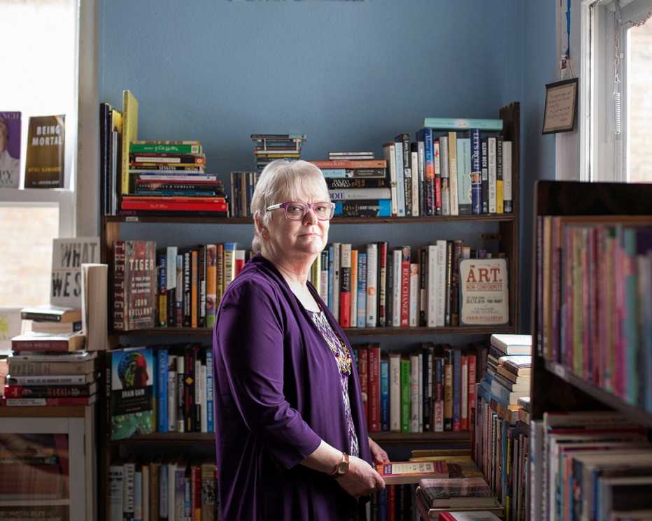 Cynthia Thoma in her Gracie's Book Store, Faces of Addiction, Opioids AARP