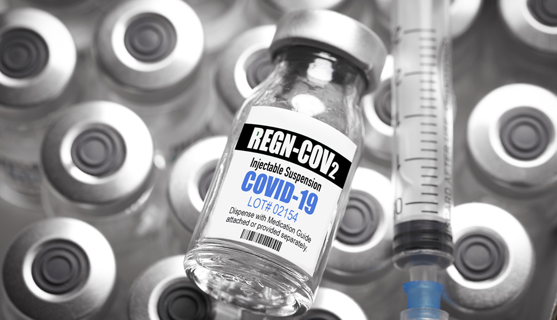 medical vials of REGENERO, one kind of drug antibody cocktail that could help coronavirus patients