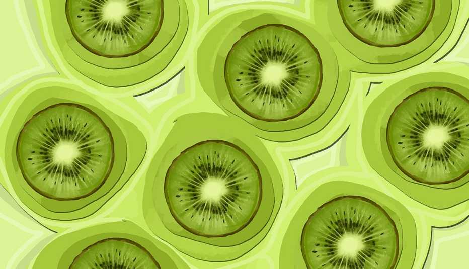 Illustrated Kiwis on Green Background
