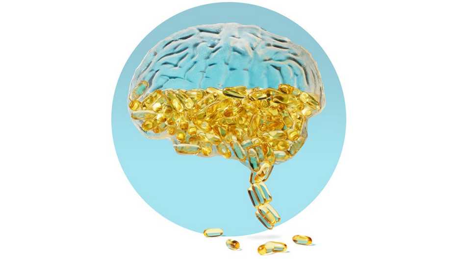 Illustration of a brain filled with Omega 3