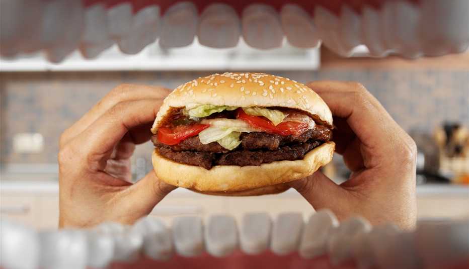 Hamburger, man's hands, Personal Best: My Fitness