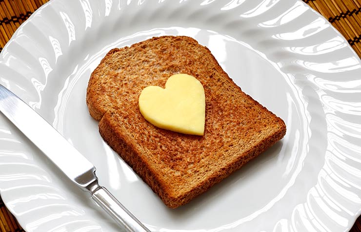 Cholesterol Level Myths Fat Butter Heart Toast Plate Knife